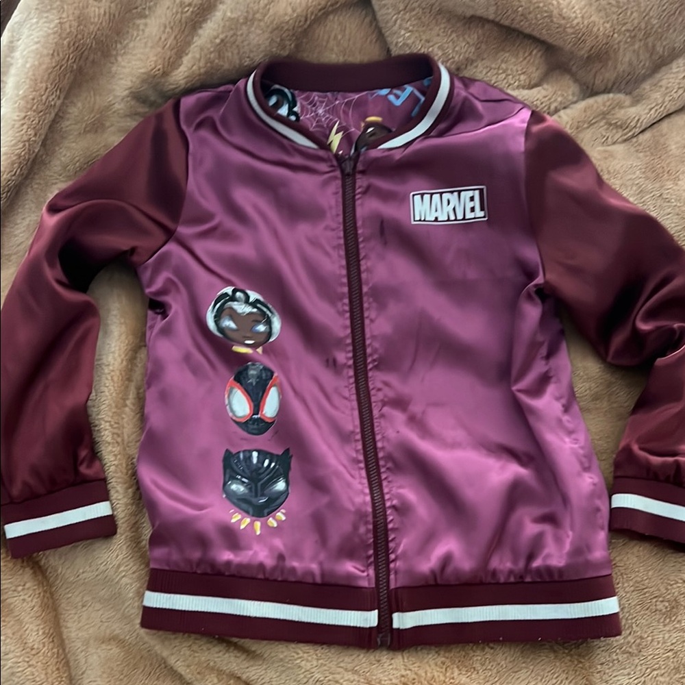 Marvel Maroon Satin Jacket with Hero Patches